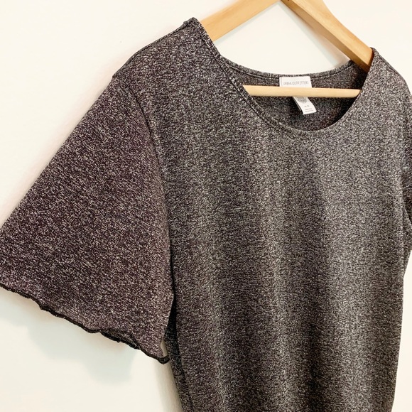 Urban Outfitters Sparkly 90s Silver Wavy Crop Top - Picture 2 of 6